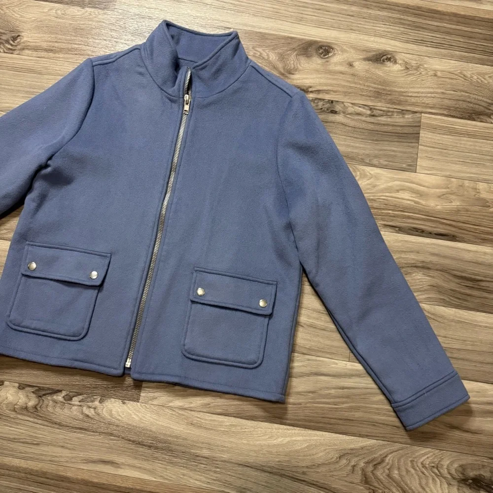 Joie Dusty Blue Midweight Wool Blend Hip Length  Full Zip Coat Size Large